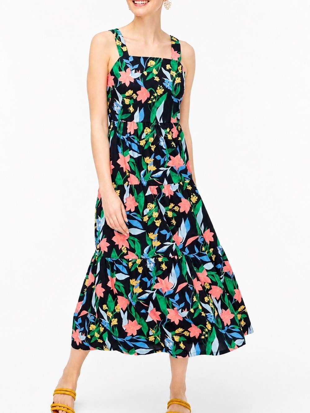 J Crew Factory navy floral midi dress, size 2